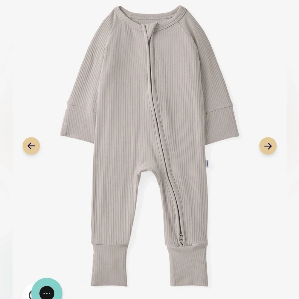 Little Sleepies dove gray ribbed zippy 6-9 months